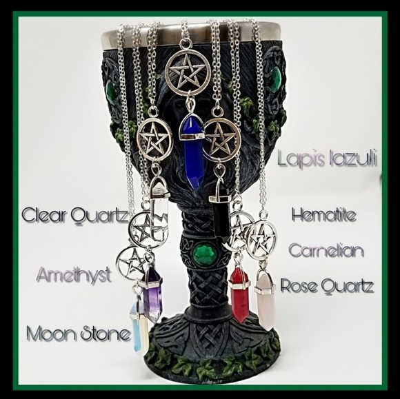 Wiccan ✦ Charged Healing Pentagram Necklace ✦ Master Clear Quartz Crystal NWT - Picture 2 of 3